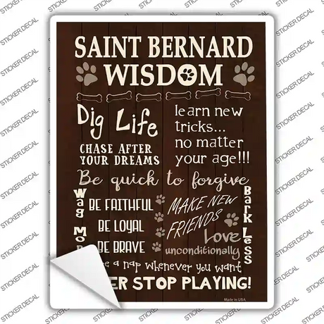Saint Bernard Wisdom Novelty Rectangle Sticker Decal