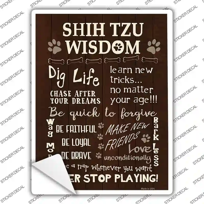 Shih Tzu Wisdom Novelty Rectangle Sticker Decal