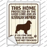 Protected By An Australian Shepherd Novelty Rectangle Sticker Decal