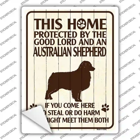 Protected By An Australian Shepherd Novelty Rectangle Sticker Decal