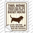 Protected By A Basset Hound Novelty Rectangle Sticker Decal