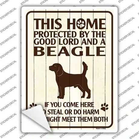 Protected By A Beagle Novelty Rectangle Sticker Decal