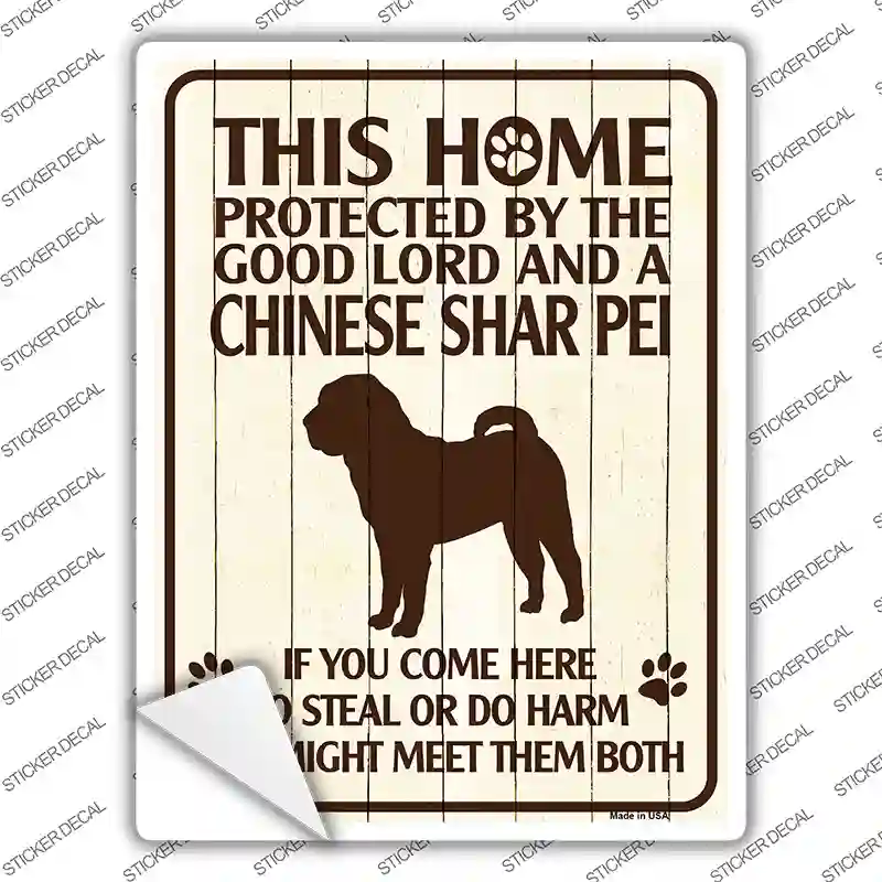Protected By A Chinese Shar Pei Novelty Rectangle Sticker Decal