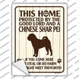 Protected By A Chinese Shar Pei Novelty Rectangle Sticker Decal