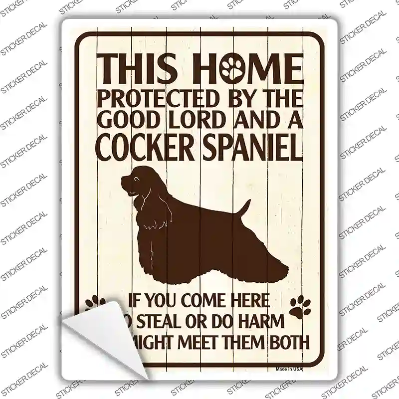Protected By A Cocker Spaniel Novelty Rectangle Sticker Decal