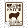 Protected By A Collie Novelty Rectangle Sticker Decal