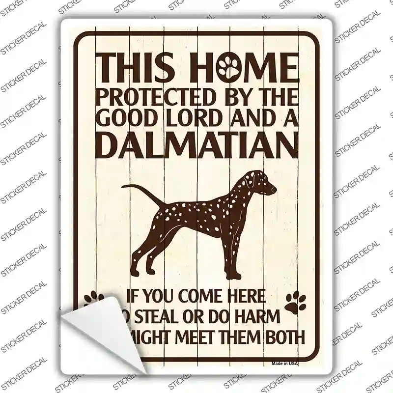 Protected By A Dalmatian Novelty Rectangle Sticker Decal