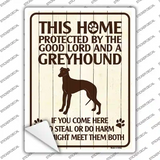 Protected By A Greyhound Novelty Rectangle Sticker Decal