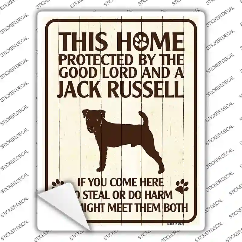 Protected By A Jack Russell Novelty Rectangle Sticker Decal