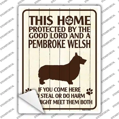 Protected By A Pembroke Welsh Novelty Rectangle Sticker Decal