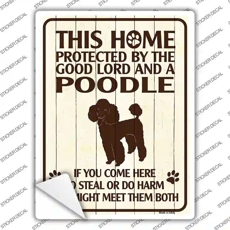 Protected By A Poodle Novelty Rectangle Sticker Decal