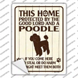 Protected By A Poodle Novelty Rectangle Sticker Decal