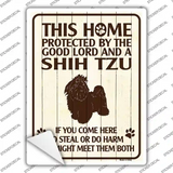 Protected By A Shih Tzu Novelty Rectangle Sticker Decal
