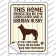Protected By A Siberian Husky Novelty Rectangle Sticker Decal