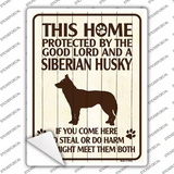 Protected By A Siberian Husky Novelty Rectangle Sticker Decal