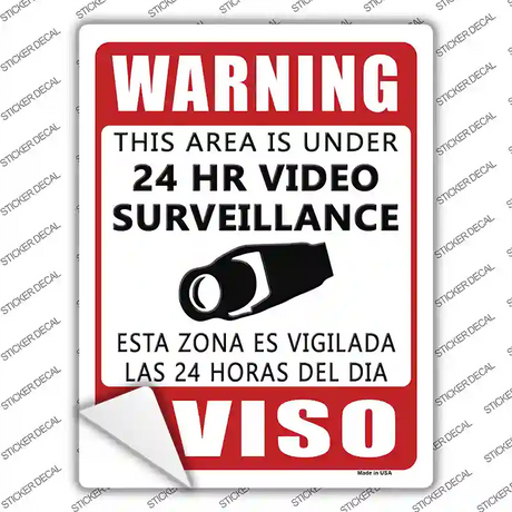 Warning This Area Is Under Video Surveillance Novelty Rectangle Sticker Decal