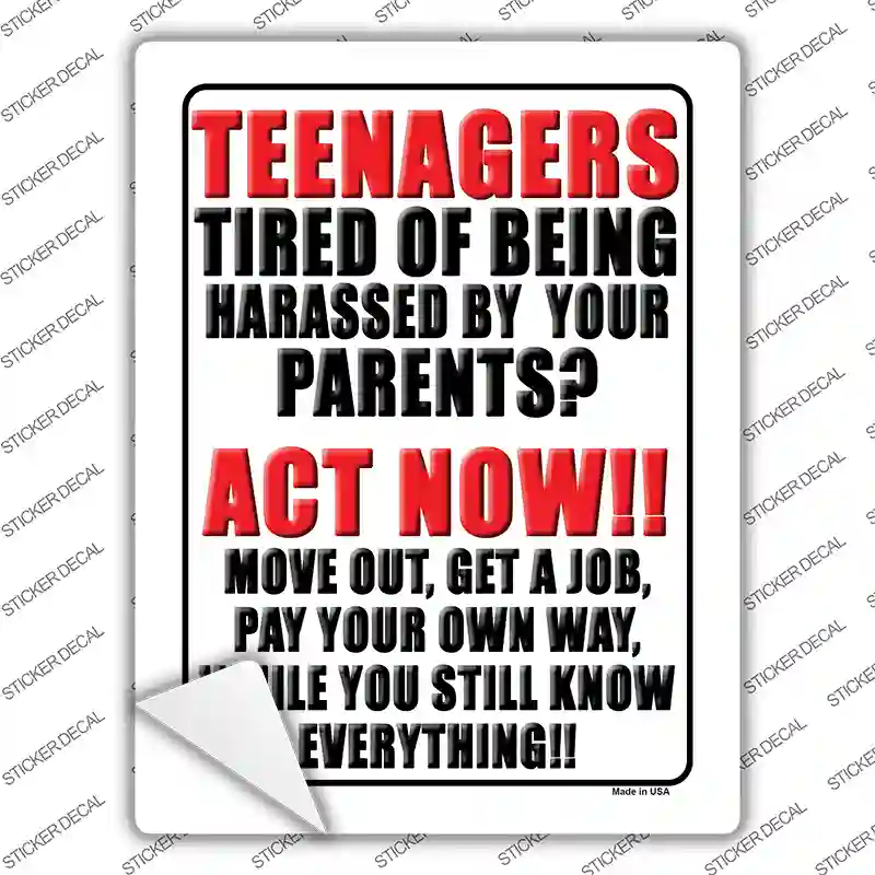 Teenagers Tired Of Being Harassed Novelty Rectangle Sticker Decal
