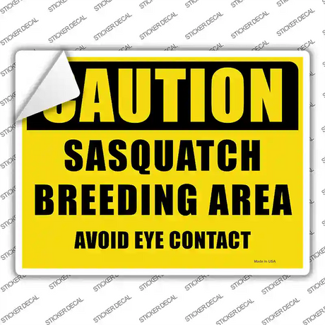 Caution Sasquatch Breeding Area Novelty Rectangle Sticker Decal