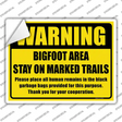 Warning Bigfoot Area Novelty Rectangle Sticker Decal