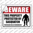 Beware This Property Protected By Sasquatch Novelty Rectangle Sticker Decal