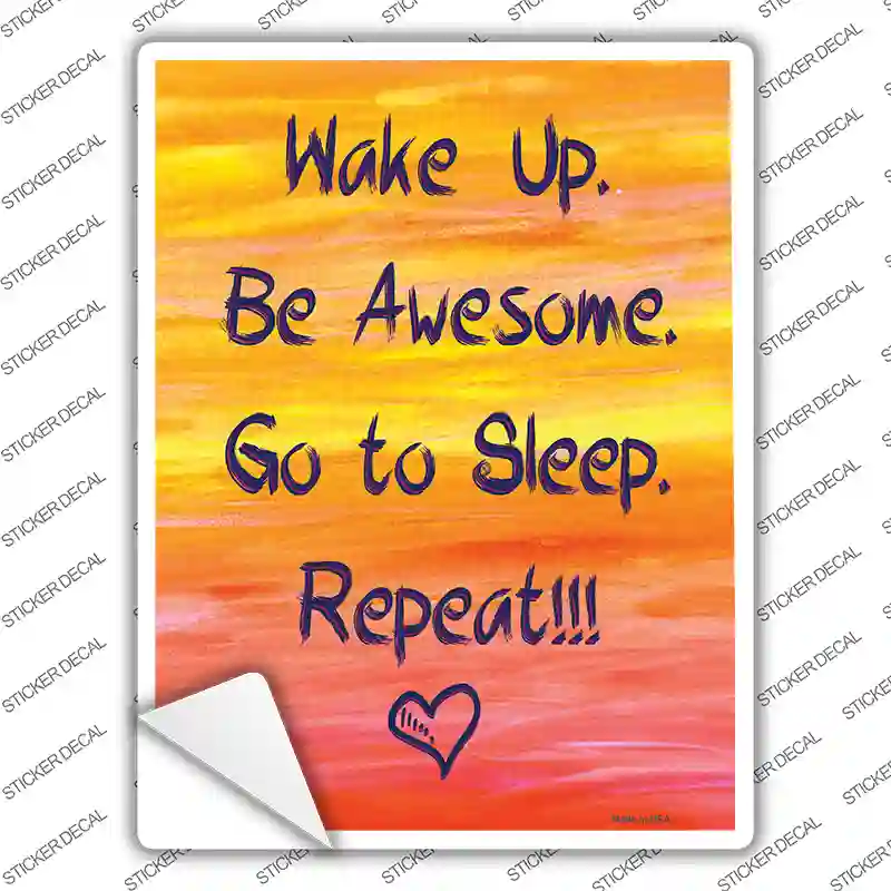 Wake Up and Repeat Novelty Rectangle Sticker Decal