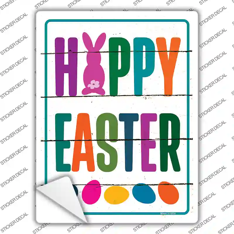 Happy Easter with Eggs Novelty Rectangle Sticker Decal