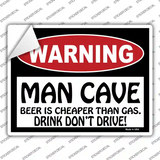 Man Cave Beer Cheaper Than Gas Novelty Rectangle Sticker Decal