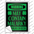 May Contain Malarky Novelty Rectangle Sticker Decal