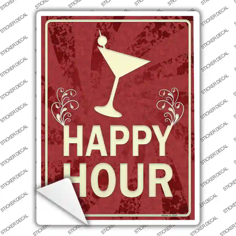 Happy Hour Novelty Rectangle Sticker Decal
