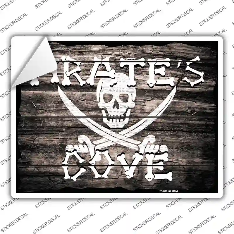 Pirates Cove Wood Look Novelty Rectangle Sticker Decal