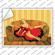 Girl On Couch Vintage Pinup Novelty Rectangle Sticker Decal
