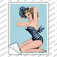Striped Bathing Suit Girl Vintage Pinup Novelty Rectangle Sticker Decal