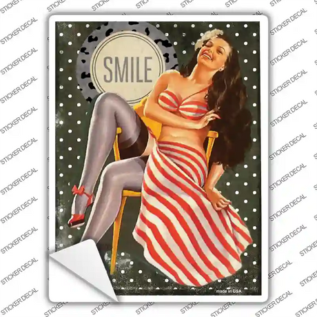 Girl On Chair Vintage Pinup Novelty Rectangle Sticker Decal