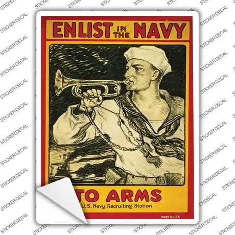 Enlist in the Navy Vintage Poster Novelty Rectangle Sticker Decal
