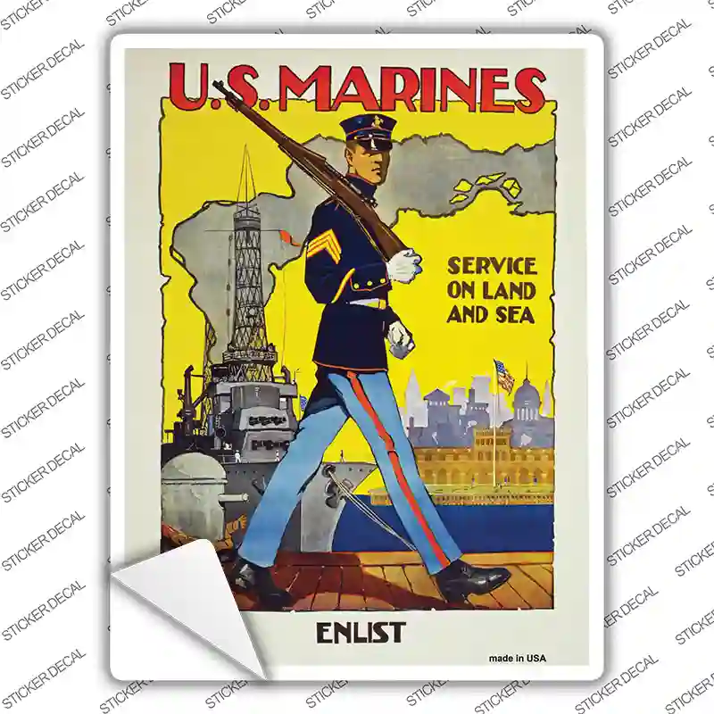 US Marines Vintage Poster Novelty Rectangle Sticker Decal