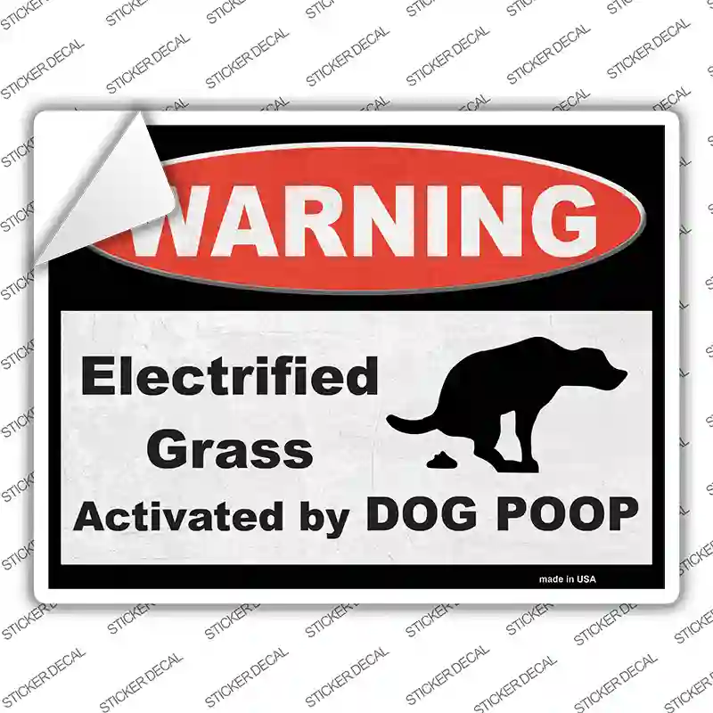 Warning Electrified Grass Novelty Rectangular Sticker Decal