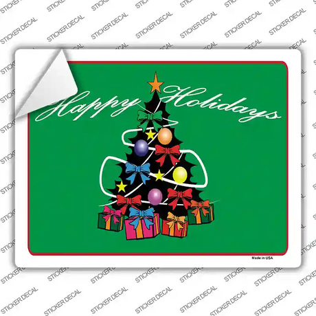 Happy Holidays Tree Novelty Rectangle Sticker Decal