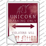 Unicorn Parking Pink Novelty Rectangle Sticker Decal