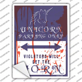 Unicorn Parking Blue Novelty Rectangle Sticker Decal