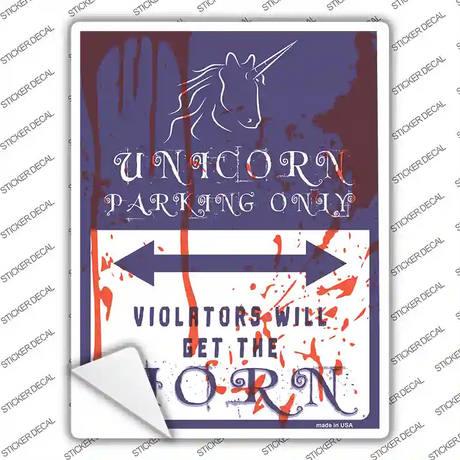 Unicorn Parking Blue Novelty Rectangle Sticker Decal