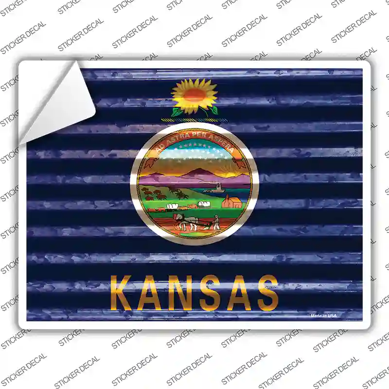 Kansas Flag Novelty Rectangle Sticker Decal