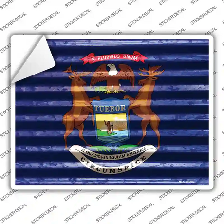 Michigan Flag Novelty Rectangle Sticker Decal