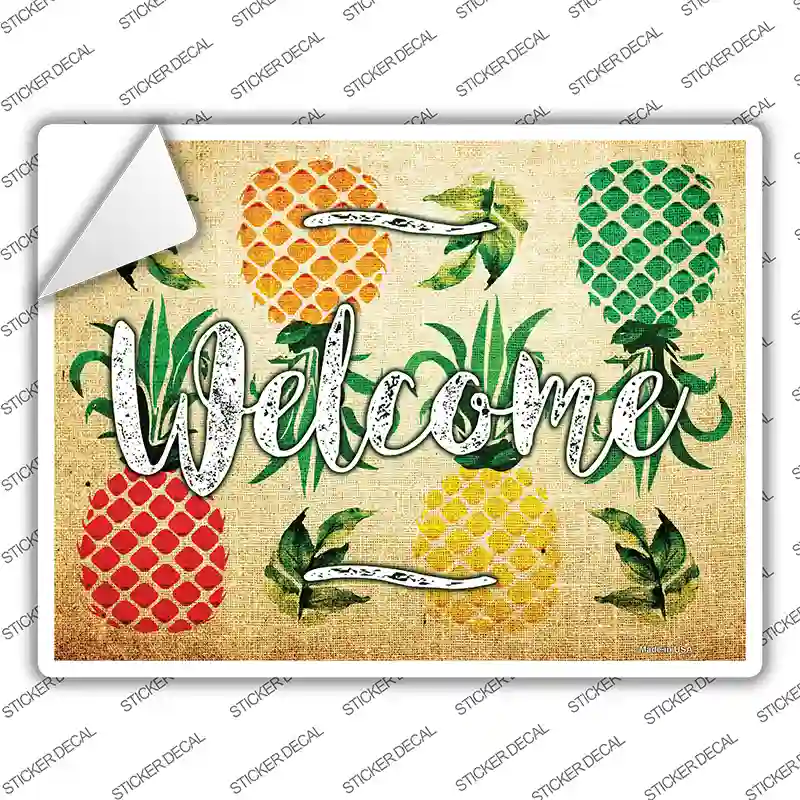 Welcome Pineapples Novelty Rectangle Sticker Decal