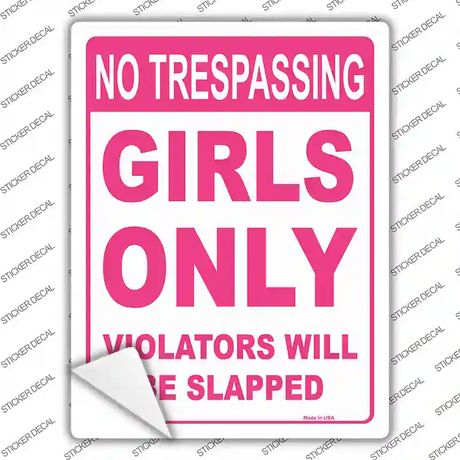 Girls Only No Trespassing Novelty Rectangle Sticker Decal