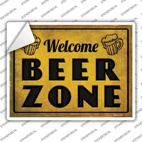 Welcome Beer Zone Novelty Rectangle Sticker Decal