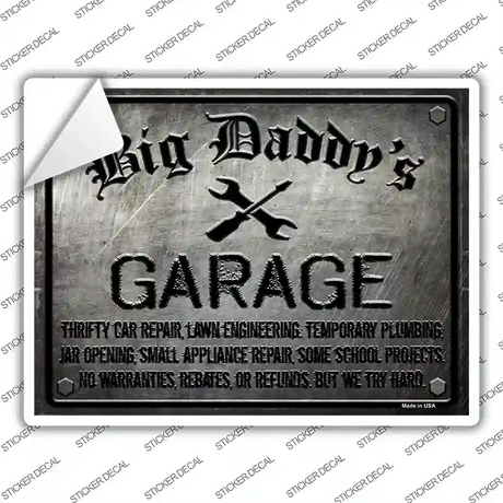 Big Daddys Garage Novelty Rectangle Sticker Decal