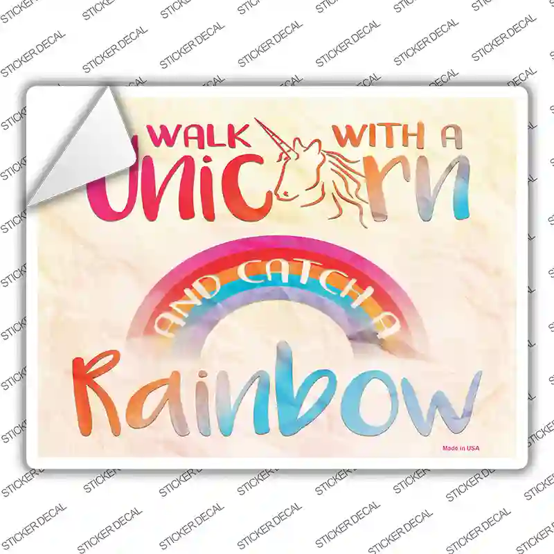 Walk with a Unicorn Novelty Rectangle Sticker Decal