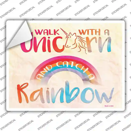 Walk with a Unicorn Novelty Rectangle Sticker Decal