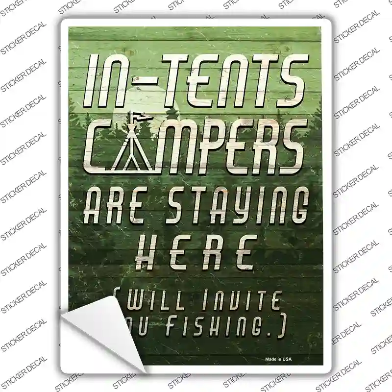 Green In Tents Campers Novelty Rectangle Sticker Decal