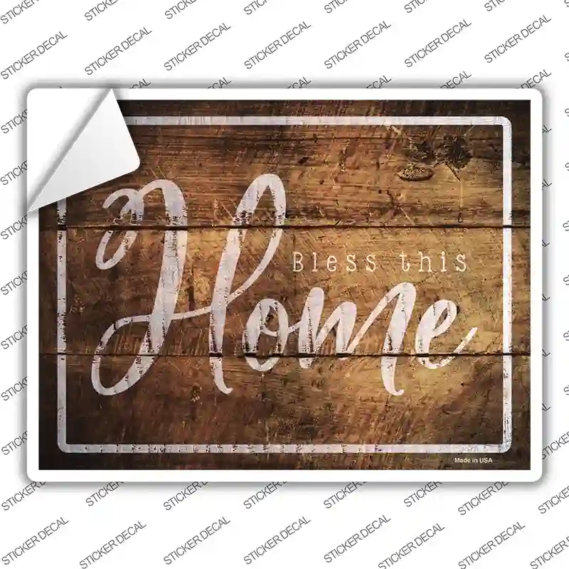 Bless This Home Wood Silhouette Novelty Rectangle Sticker Decal